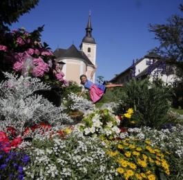 Blühende Blumen im Park von Mönichwald