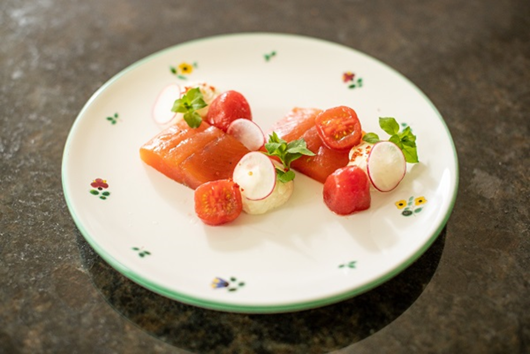 Thunfisch, Carpaccio, Tatar, roh, fein geschnitten, Mönichwalderhof, Steiermark, Vorspeise, Gourmetküche, Fischgericht